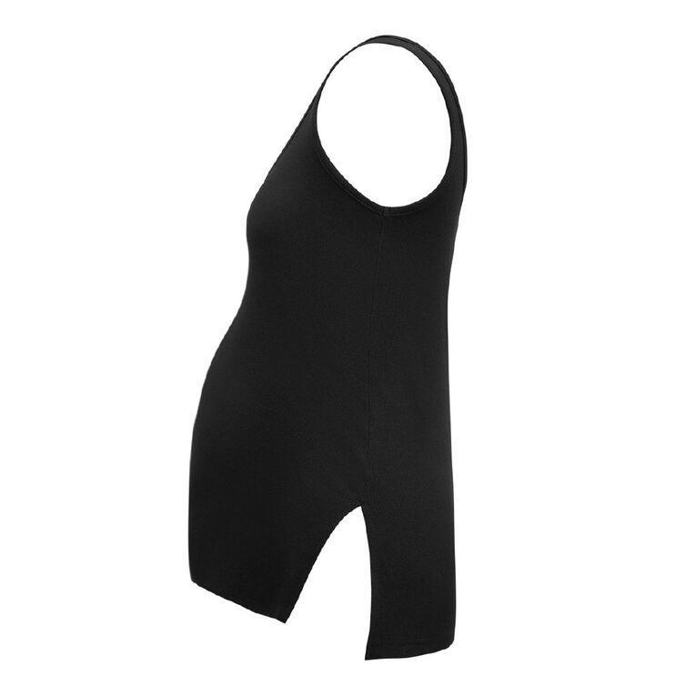 H&H Maternity Henley Tank, Black, hi-res