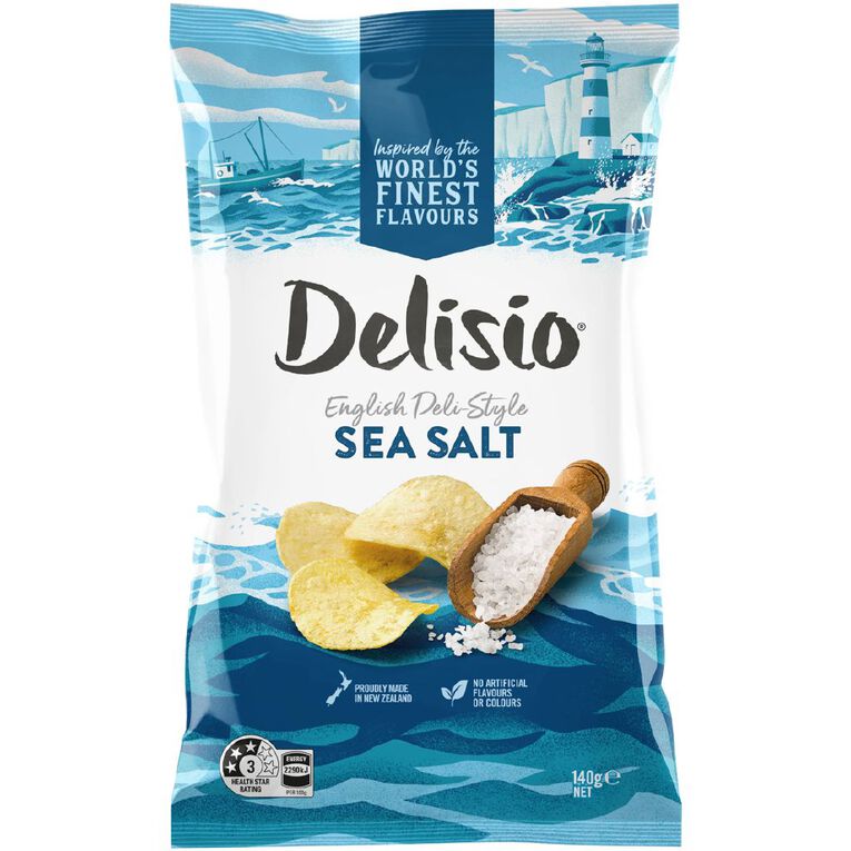Bluebird Delisio Sea Salt Potato Chips 140g, , hi-res