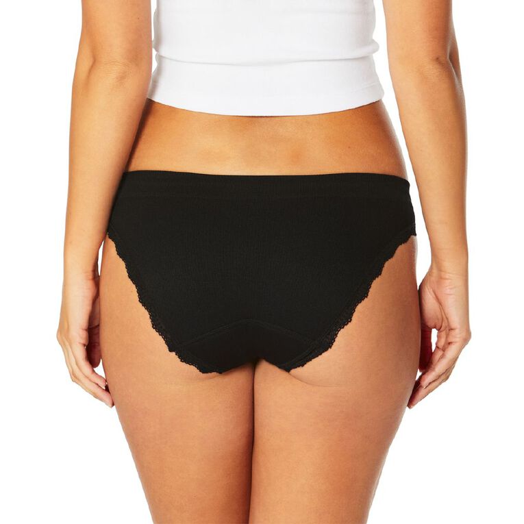 Love Luna Women's Period Rib Bikini Briefs, Black, hi-res