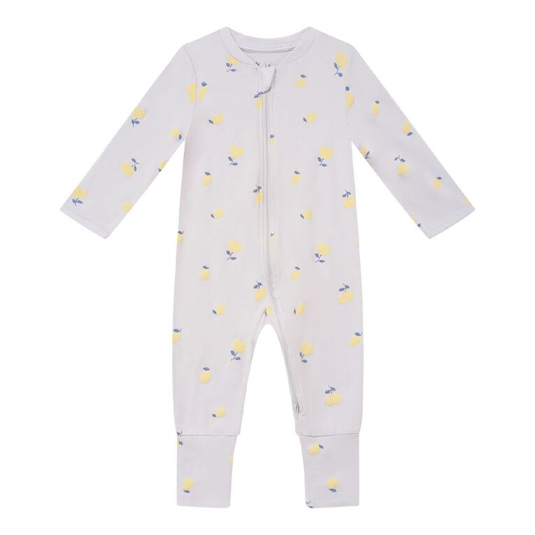Young Original Babys' Zip-Thru Footless All-in-One, Blue Light LEMON, hi-res