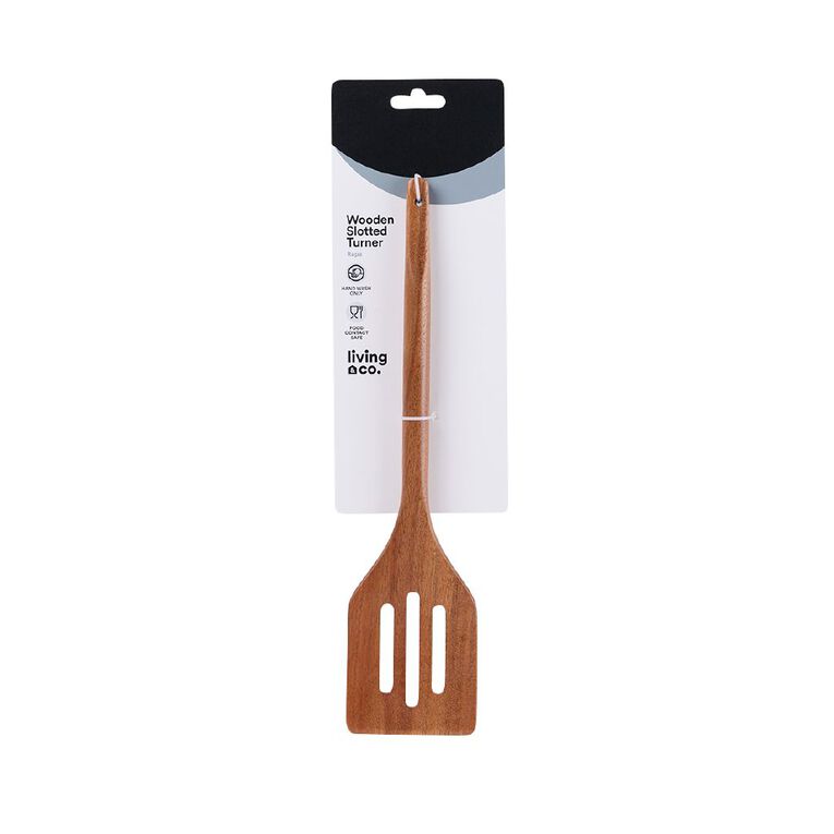 Living & Co Wooden Slotted Turner Natural, , hi-res