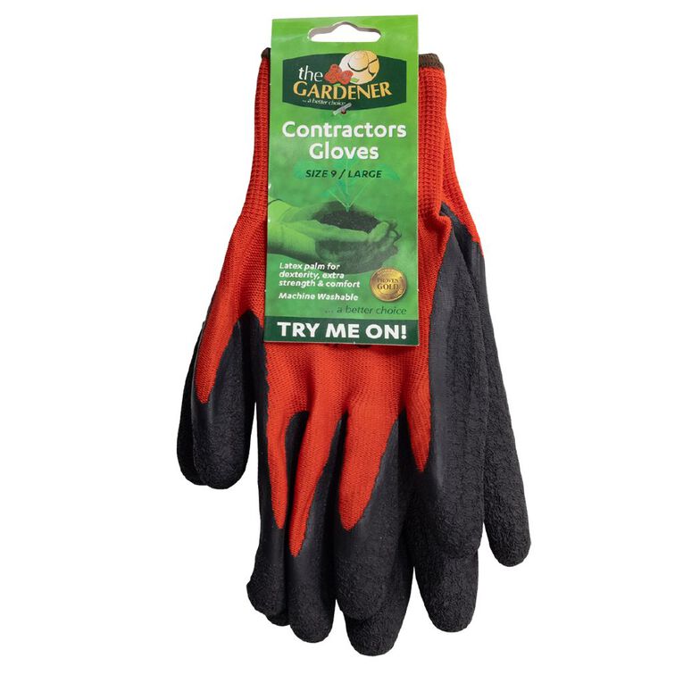 The Gardener Latex Contractor Gardening Gloves Assorted Large, , hi-res