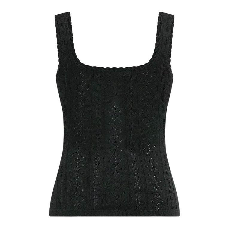 BRDRLESS Pointelle Cami, Black, hi-res