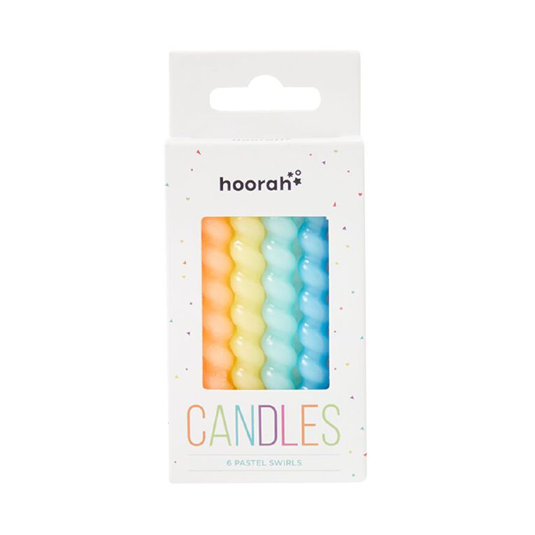 Hoorah Pastel Swirl Birthday Candles 6 Pack, , hi-res