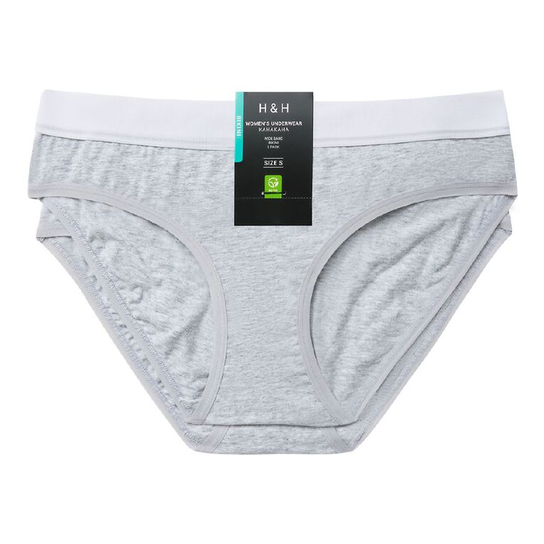 H&H Women's Basic Wide Band Bikini Briefs 2 Pack, Grey, hi-res