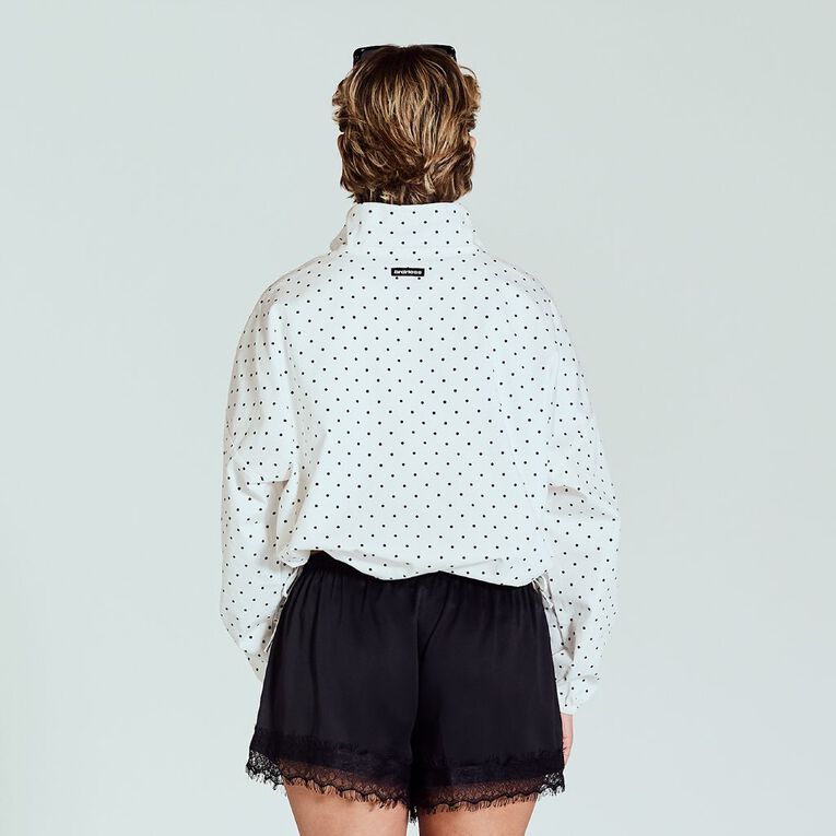 BRDRLESS Faye Spot Print Funnel Neck Jacket, White/Black, hi-res