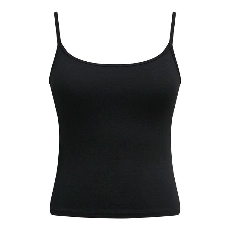 H&H Essentials Women's Stretch Cotton Cami, Black, hi-res