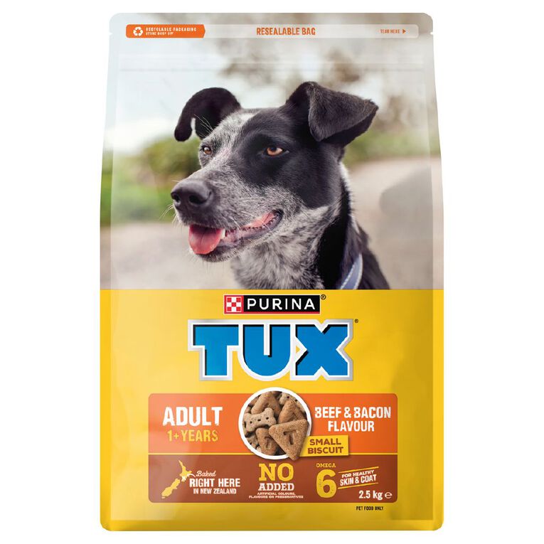 TUX Original Biscuit Beef & Bacon Flavour Dry Dog Food 2.5kg, , hi-res
