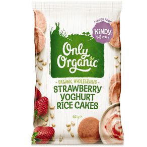 Only Organic Strawberry Yoghurt Rice Cakes 1+ Years 60g