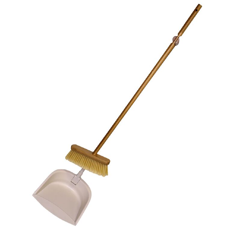 Living & Co Bamboo Indoor Broom with Dustpan Natural, , hi-res