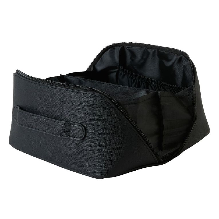 Poppi Zip Open PU Cosmetic Bag Black, , hi-res