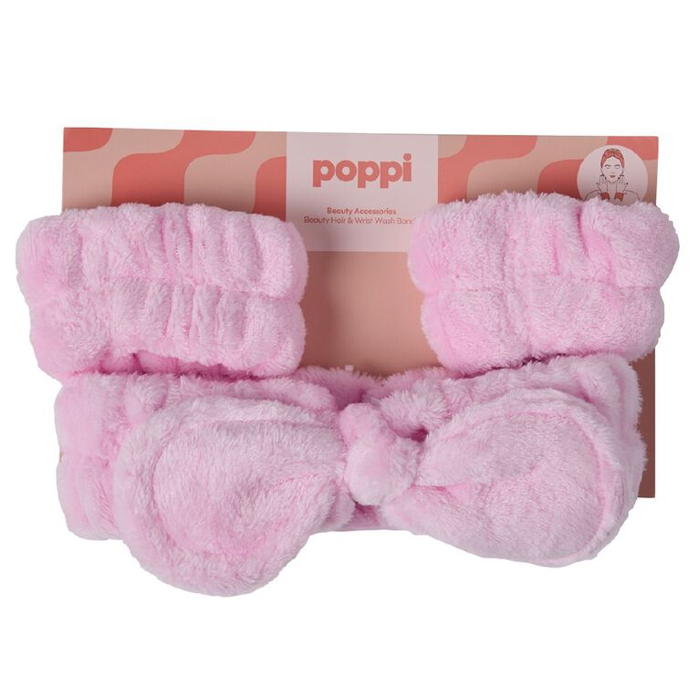 Poppi Beauty Headband and Wrist Bands Set Pink, , hi-res