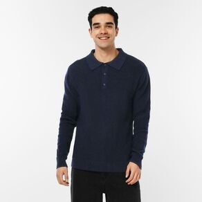 H&H Men's Polo Fisherman Rib Pullover