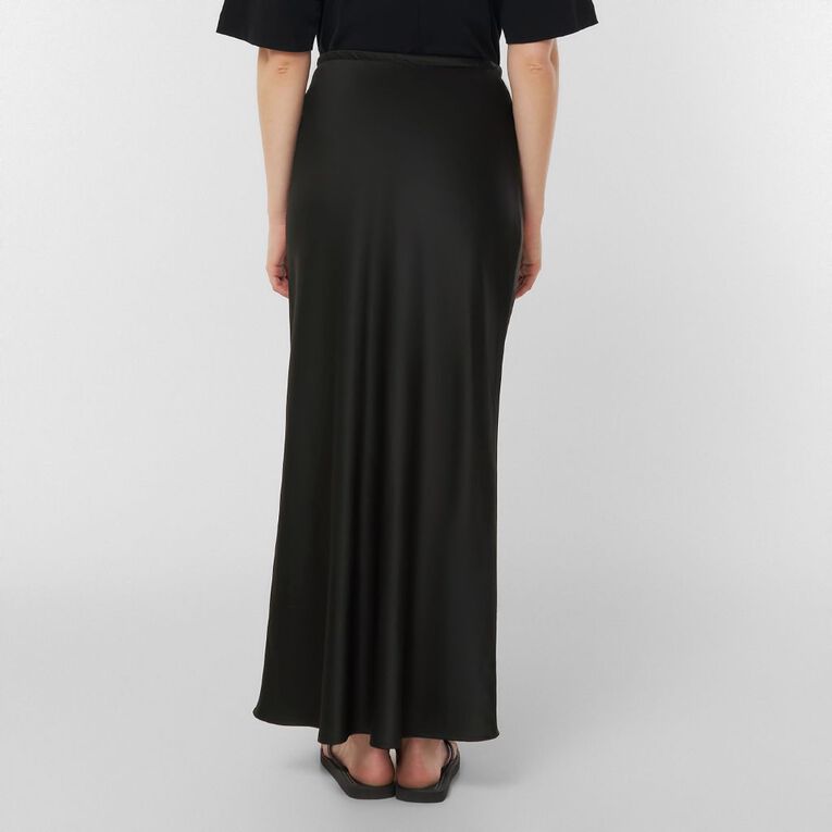 H&H Women's Satin Bias Skirt, Black, hi-res