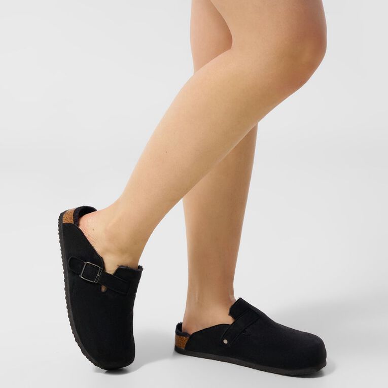 H&H Women's Clog Slippers, Black, hi-res