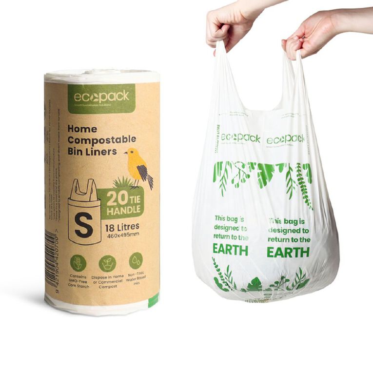 Ecopack Compostable Bin Liners 18L 20 pack, , hi-res