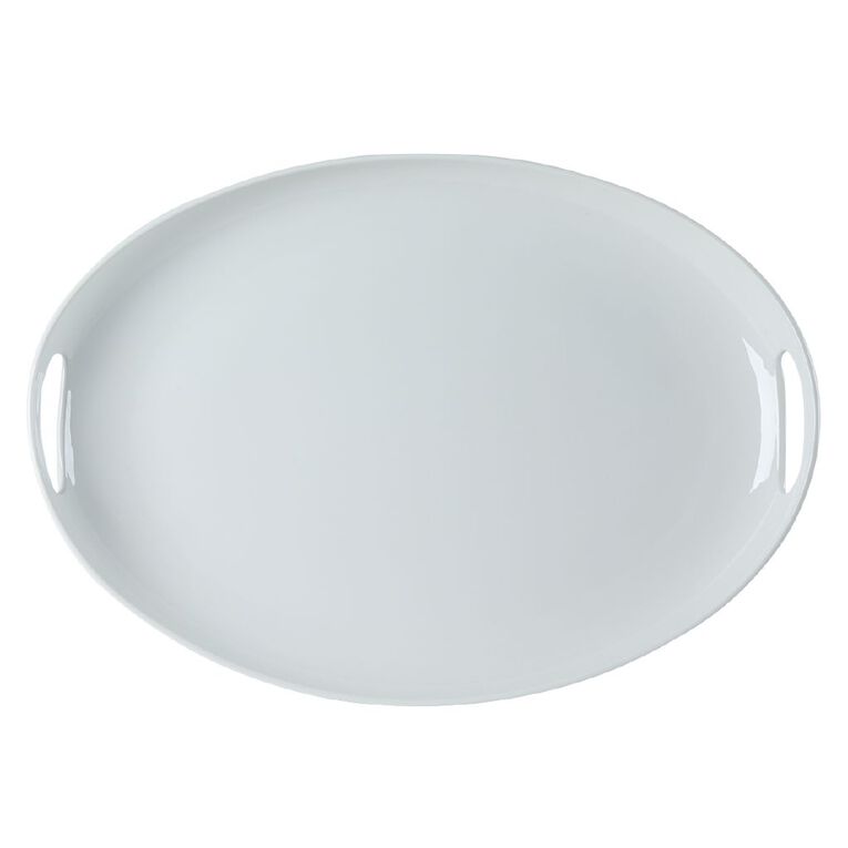 Living & Co Coupe Oval Platter with Cutout Handles Large White 55cm, , hi-res