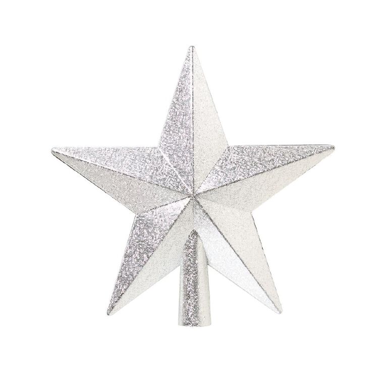 Star Christmas Tree Topper Silver 20cm, , hi-res