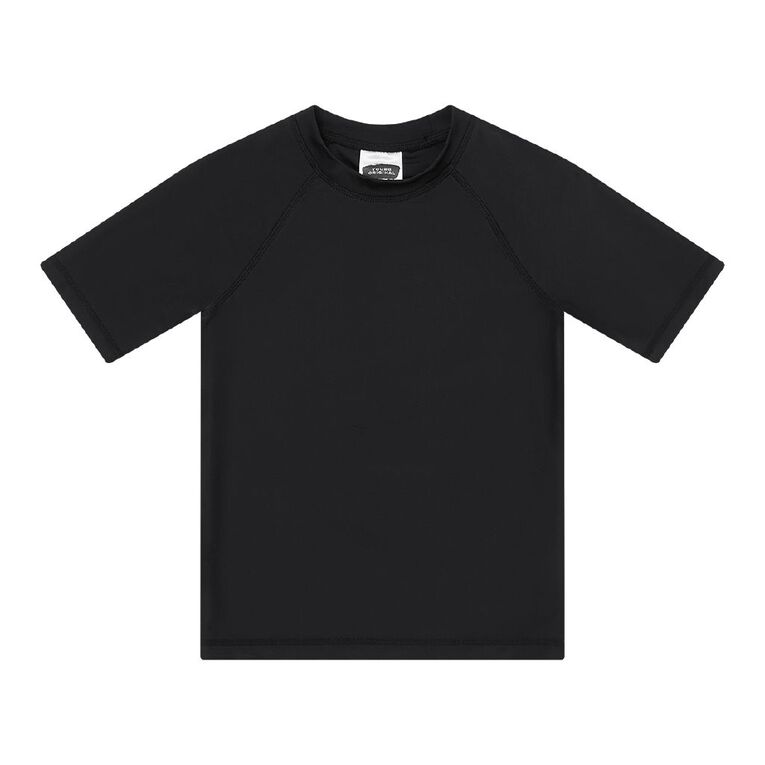 Young Original Short Sleeve Plain Rash Top, Black, hi-res
