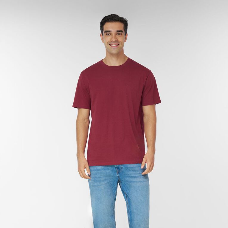 H&H Men's Regular Fit Plain Tee, Red Dark Tibetan, hi-res