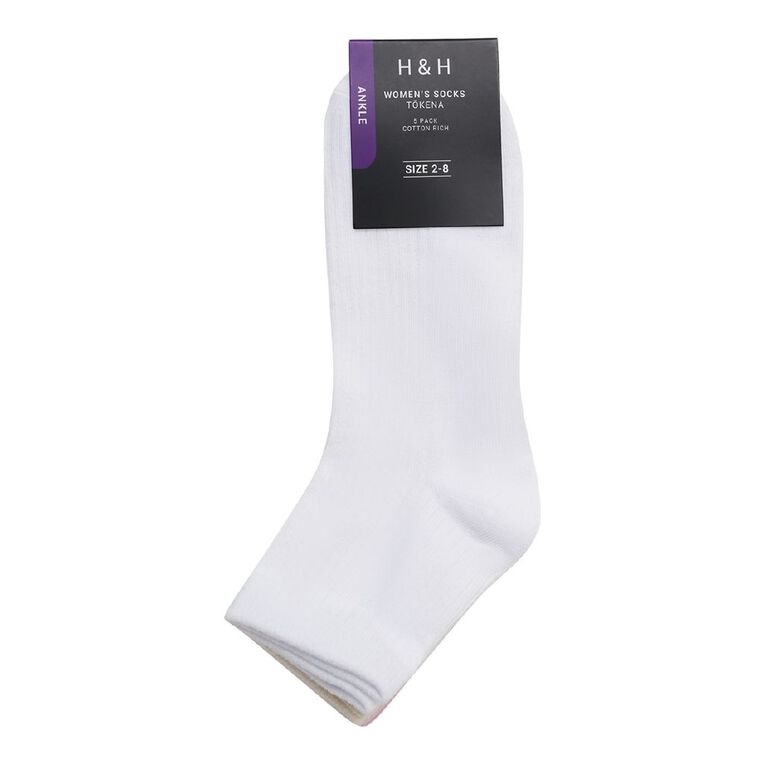 H&H Women's Patterned Quarter Crew Socks 5 Pack, Lilac, hi-res