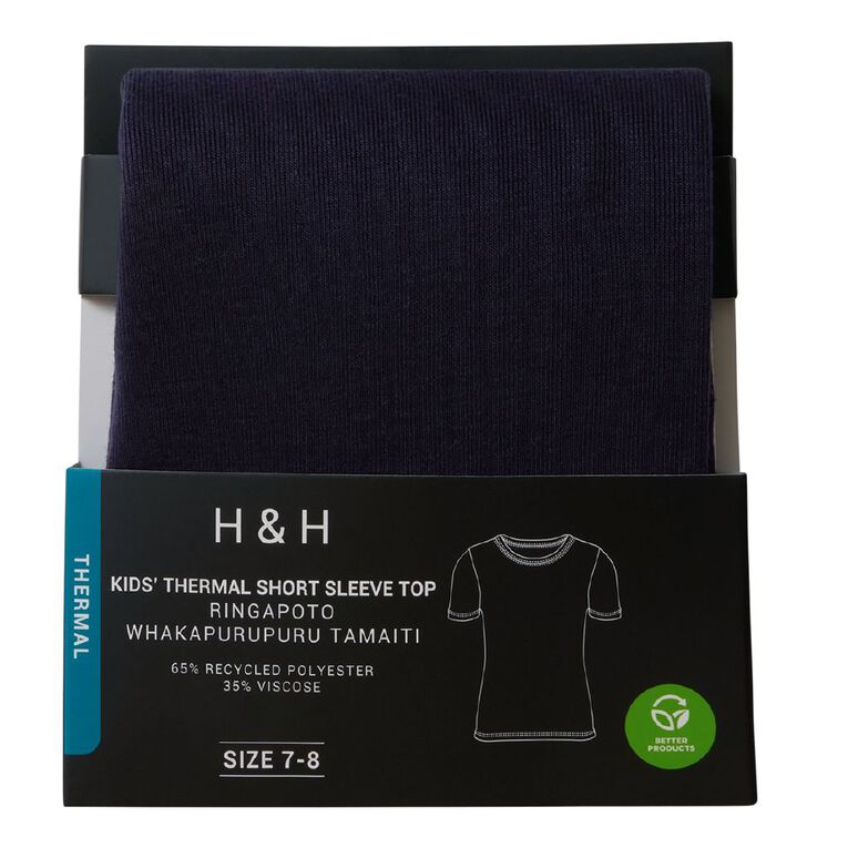 H&H Kids' Thermal Short Sleeve Tee, Blue Dark, hi-res