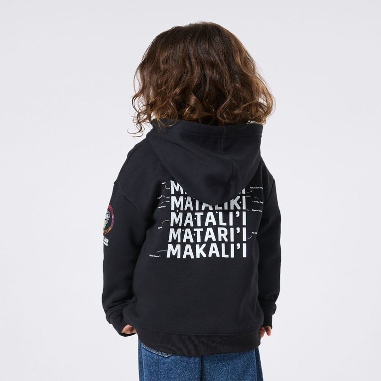 MLC Kids' Matariki Glow In The Dark Hoodie, Black, hi-res