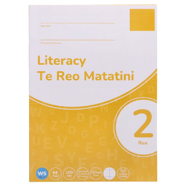 WS Literacy 2 Rua 12mm Ruled 32 Leaf Yellow, , hi-res