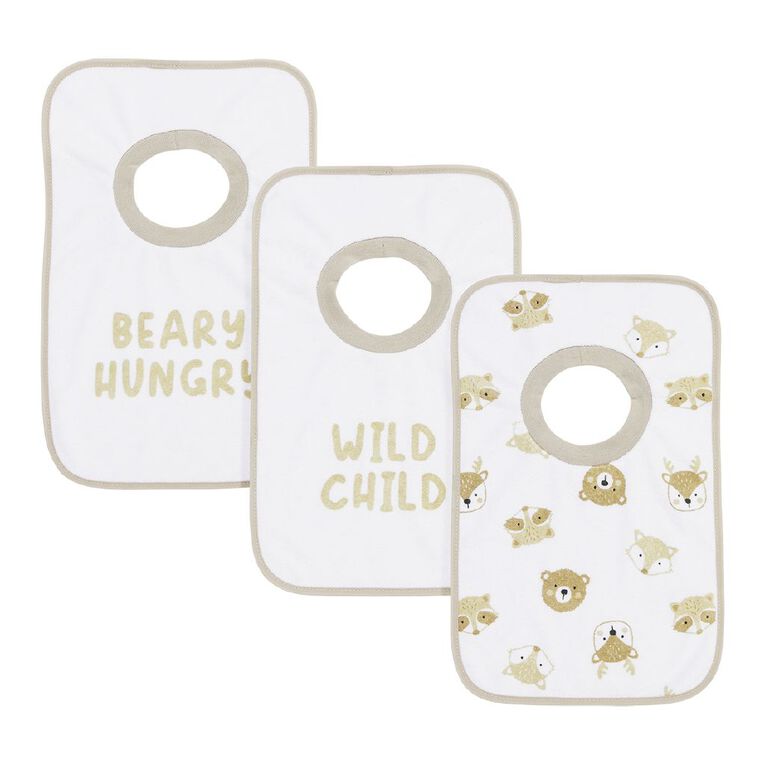 Young Original Babys' Popover Bibs 3 Pack, Brown Light, hi-res