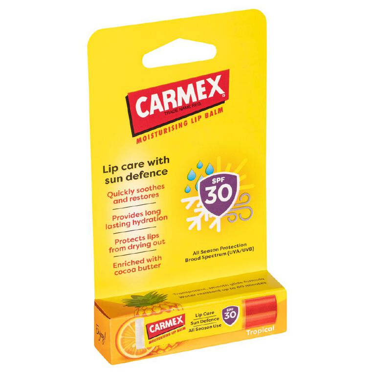 Carmex Tropical Sun Defence Lip Balm 4.5g, , hi-res