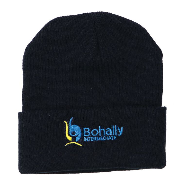 Schooltex Bohally Intermediate School Beanie with Embroidery, Navy, hi-res