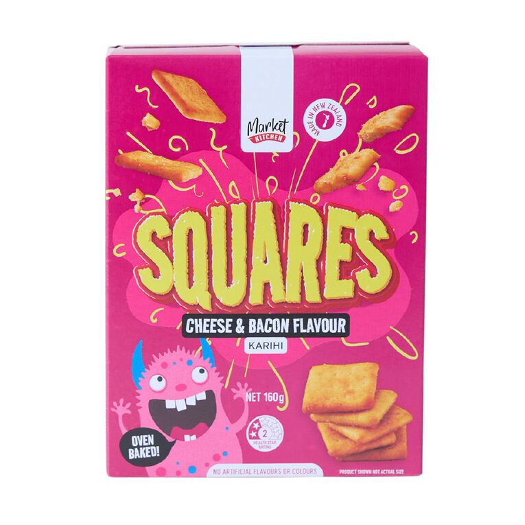 Market Kitchen Squares Cheese & Bacon 160g, , hi-res