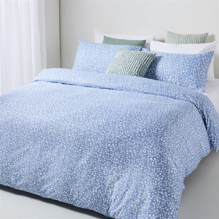 Living & Co Microfibre Duvet Cover Set Eden Blue Double, , hi-res