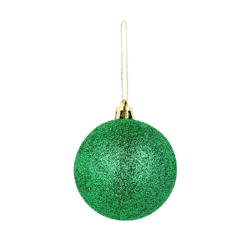 Wonderland Glitter Christmas Bauble 6cm Green 10 Pack, , hi-res