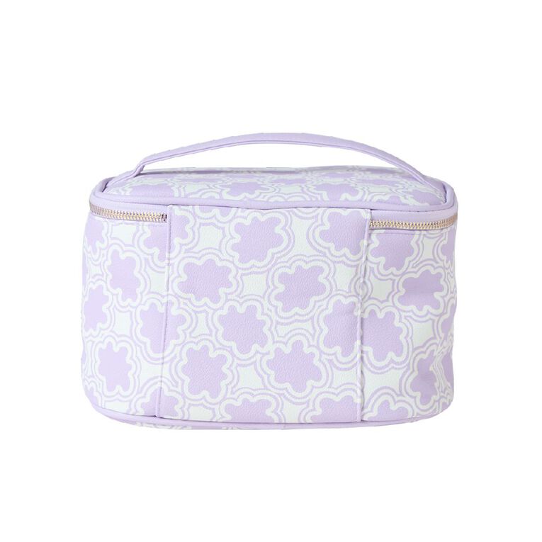 Poppi Large PU Toiletry Bag Purple Print, , hi-res