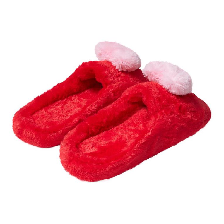 H&H Women's Heart Scuff Slippers, Red, hi-res