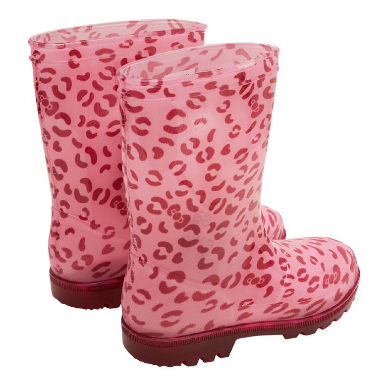 Young Original Senior Kids' Printed Light Up Gumboots, Pink, hi-res