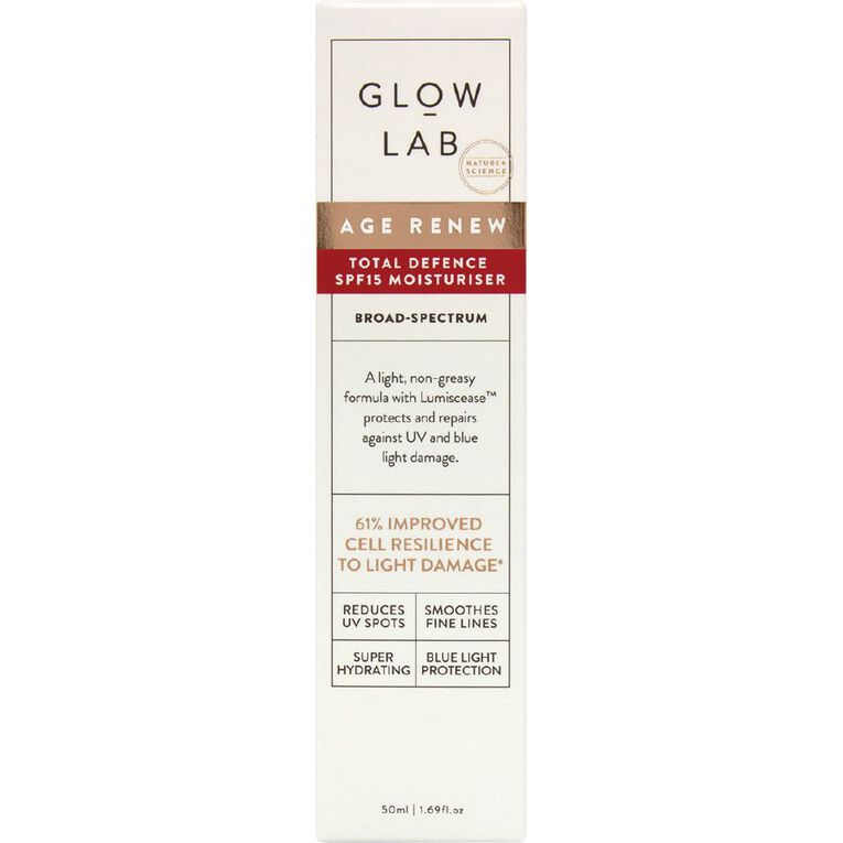 Glow Lab Age Renew Total Defence SPF15 Moisturiser 50ml The Warehouse