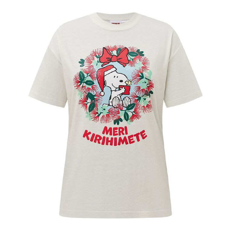 Peanuts Snoopy Christmas Women's Tee, Cream, hi-res