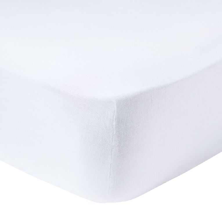 Living & Co 100% Washed Cotton Fitted Sheet White Super King, , hi-res