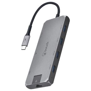 Bonelk Long Life USB C to 8 in 1 Multiport Hub Space Grey Grey