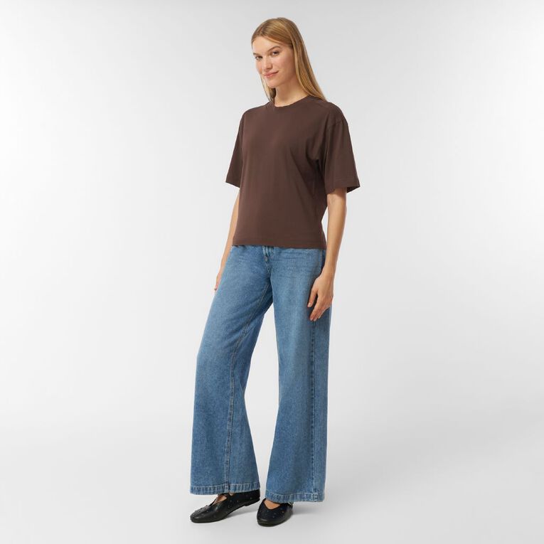 H&H Women's Short Sleeve Smart Tee, Brown Dark, hi-res