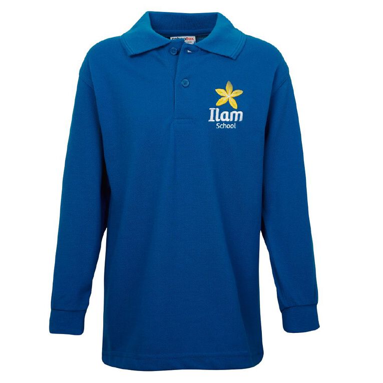 Schooltex Ilam Long Sleeve Polo, Royal, hi-res