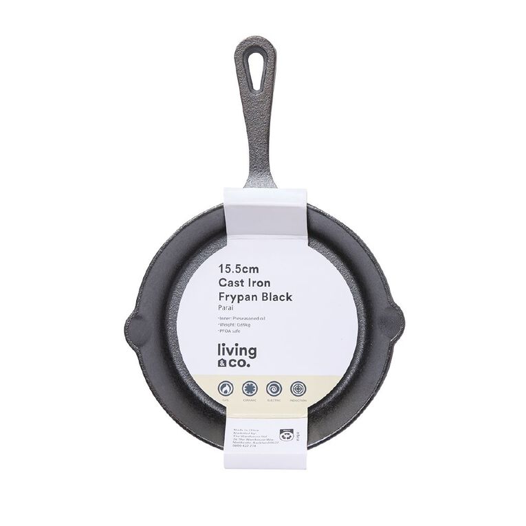 Living & Co Cast Iron Frypan Black, , hi-res