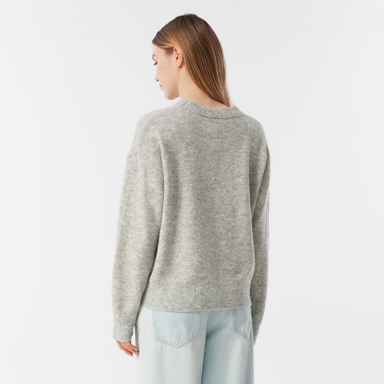 H&H Women's Oversized Crew Neck Cosy Knit Jumper, Grey Light, hi-res