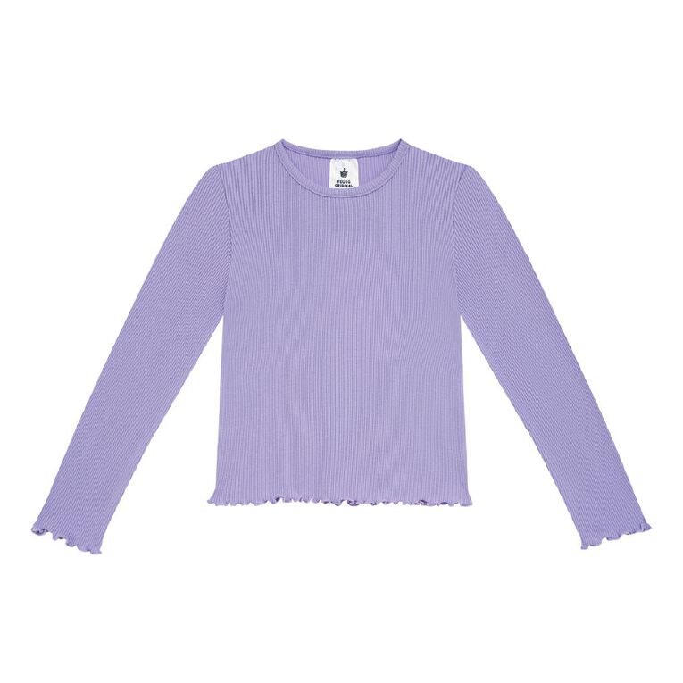 Young Original Toddler Girls' Long Sleeve Rib Tee, Purple Mid, hi-res