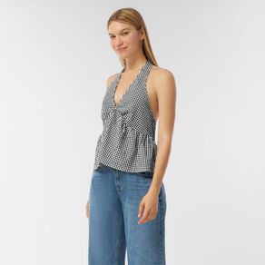 H&H Women's Tie Frill Halter Top