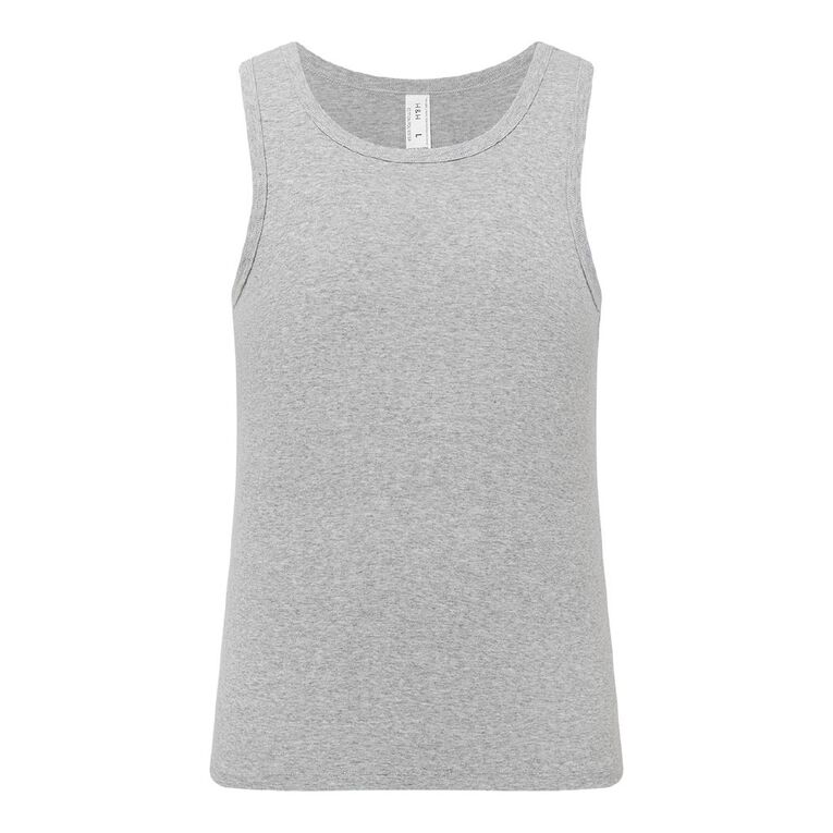H&H Men's Singlet 2 Pack, Grey Marle, hi-res