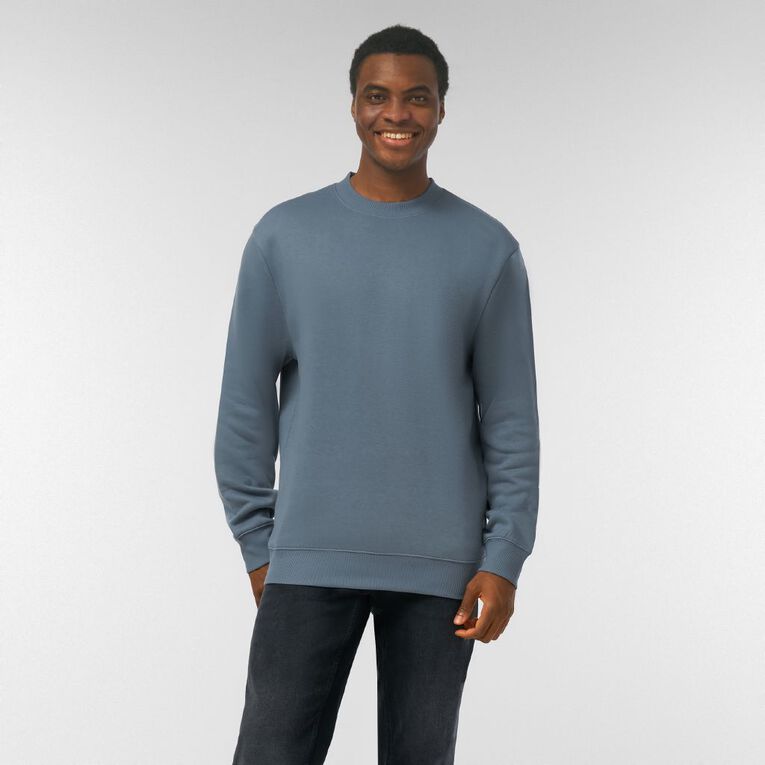 H&H Men's Plain Crew Sweatshirt, Blue Dark, hi-res