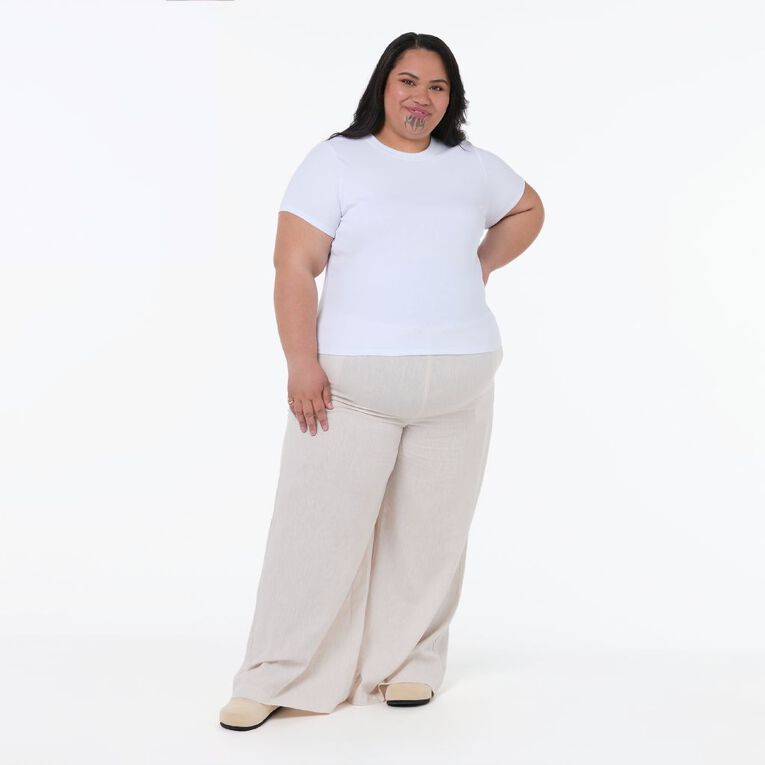 H&H Curve Women's Short Sleeve Baby Rib Tee, White, hi-res